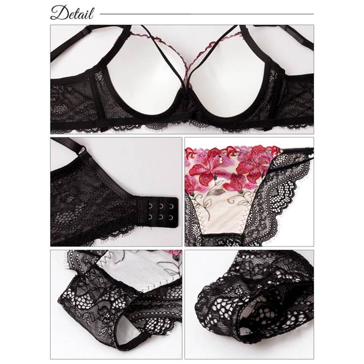  ゴージャスリリーコード脇高ブラジャー&バック透けフルバック&Tバックショーツ | Dazzy | 詳細画像10 