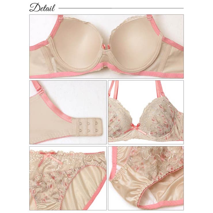 スモーキーレースローズ脇高ブラジャー&フルバックショーツ | Dazzy | 詳細画像10 