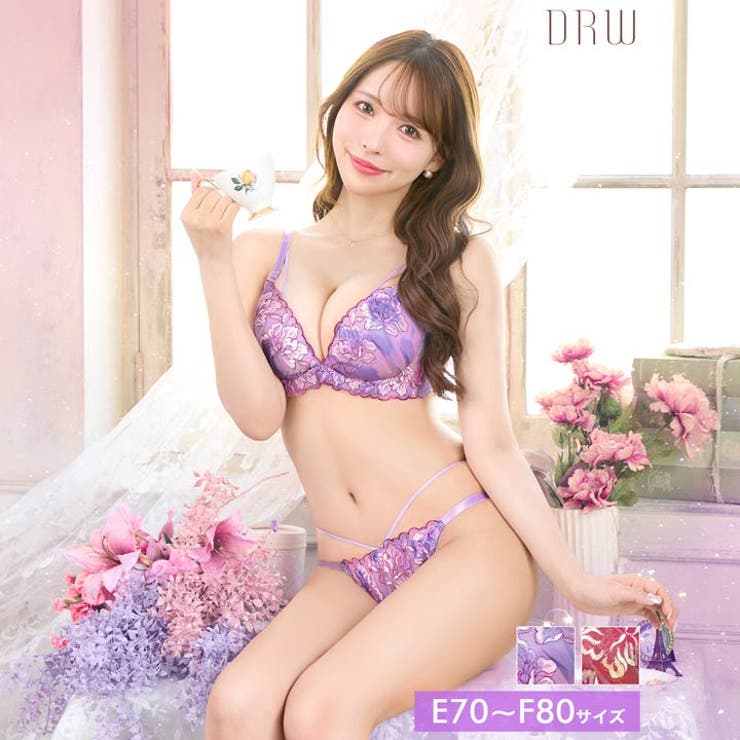 [EFサイズ] ルミエールフラワースカラップブラジャー&バック透けフルバックショ… | Dazzy | 詳細画像1 