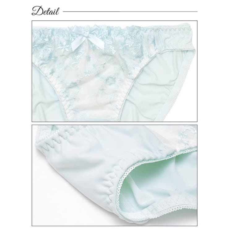 [EFサイズ] パステルフラワーチュール脇高ブラジャー&フルバックショーツ | Dazzy | 詳細画像10 