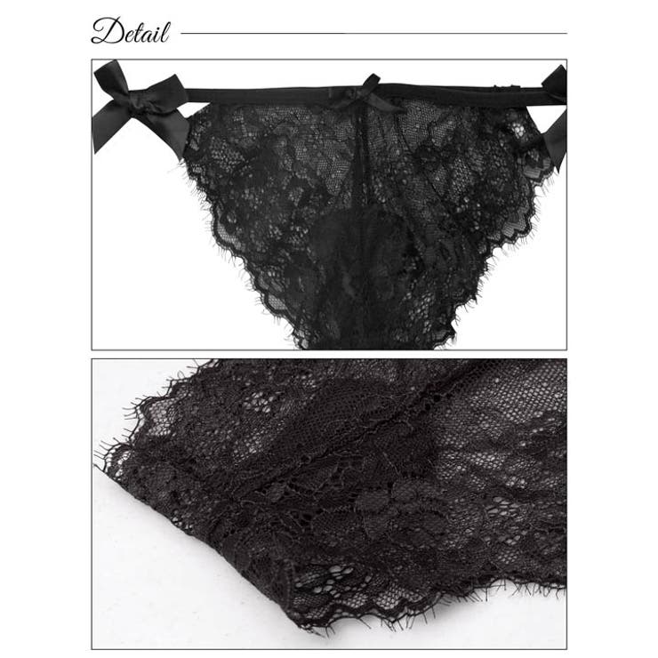 レースアップリボンビスチェブラジャー&バック透けTバックショーツ | Dazzy | 詳細画像11