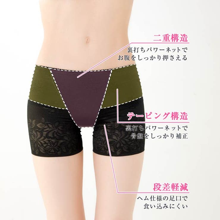 フラワーレーシィヘム骨盤サポートロング丈ガードル | Dazzy | 詳細画像2 