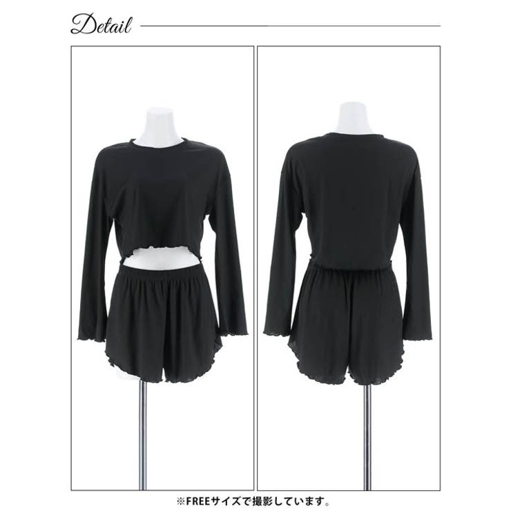 フレアリブクロップド丈トップス&ショートパンツルームウェア | Dazzy | 詳細画像6 