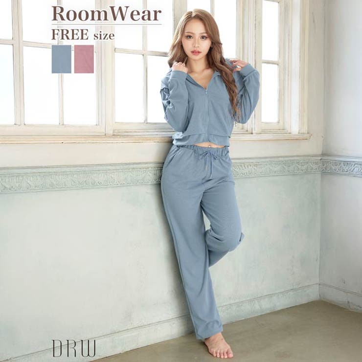 クロップド丈フード付きジッパートップス&ショートパンツルームウェア | Dazzy | 詳細画像1 