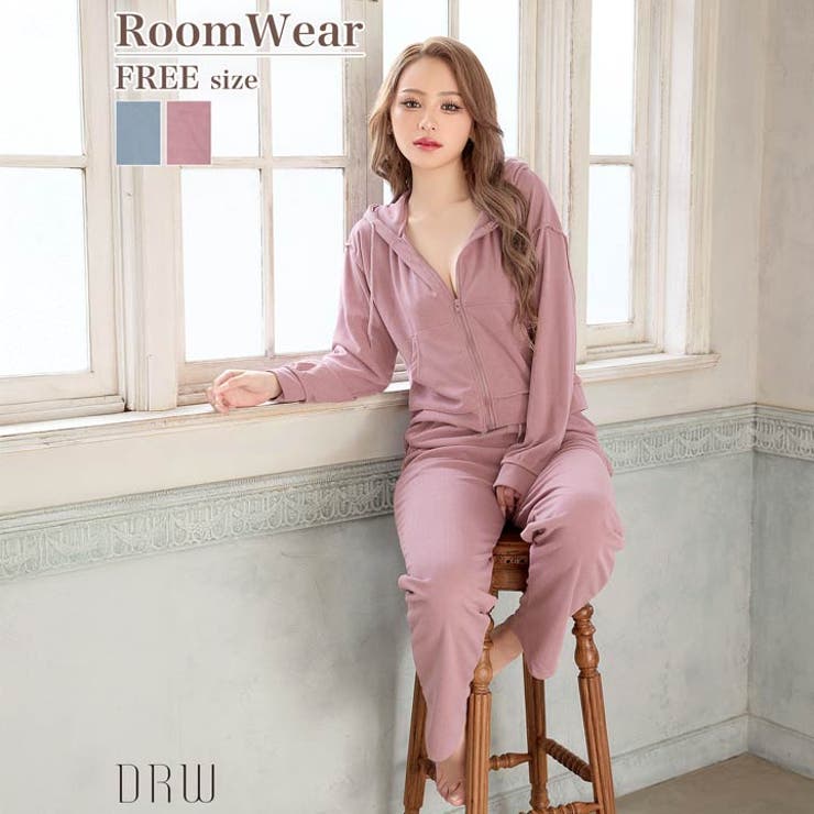 クロップド丈フード付きジッパートップス&ショートパンツルームウェア | Dazzy | 詳細画像2 