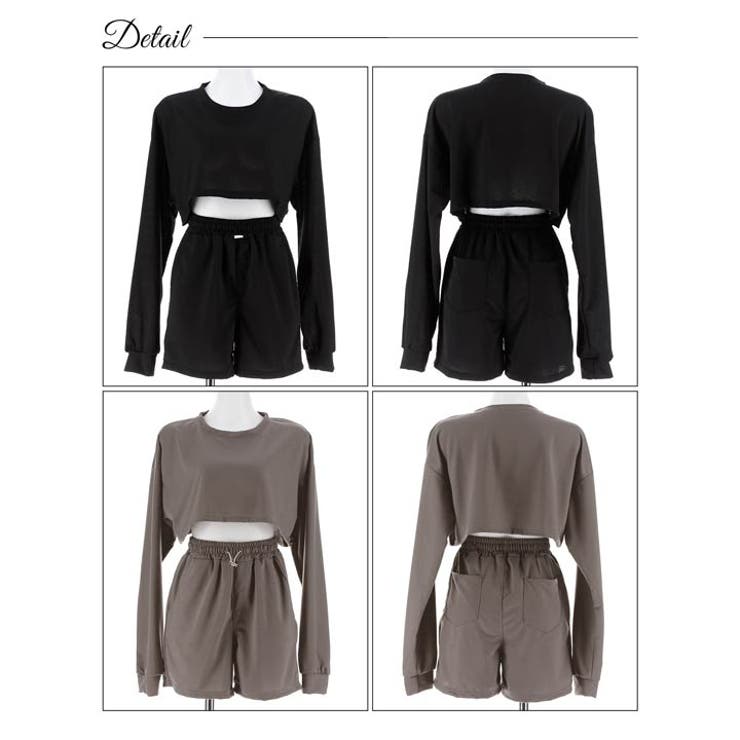 クロップド丈スウェットトップス&ショートパンツルームウェア | Dazzy | 詳細画像8 