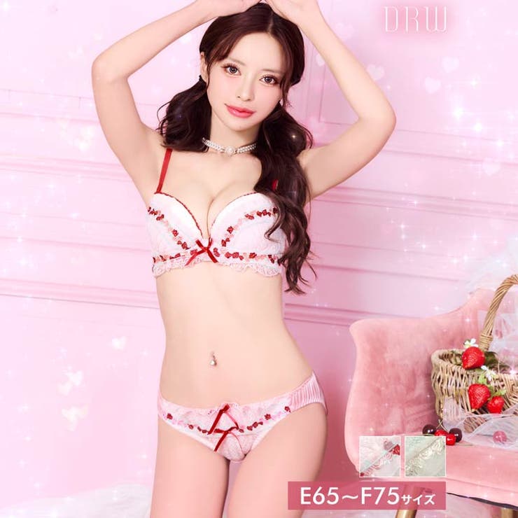 [EFサイズ] スウィートリボンフルーレットブラジャー&フルバックショーツ | Dazzy | 詳細画像1 