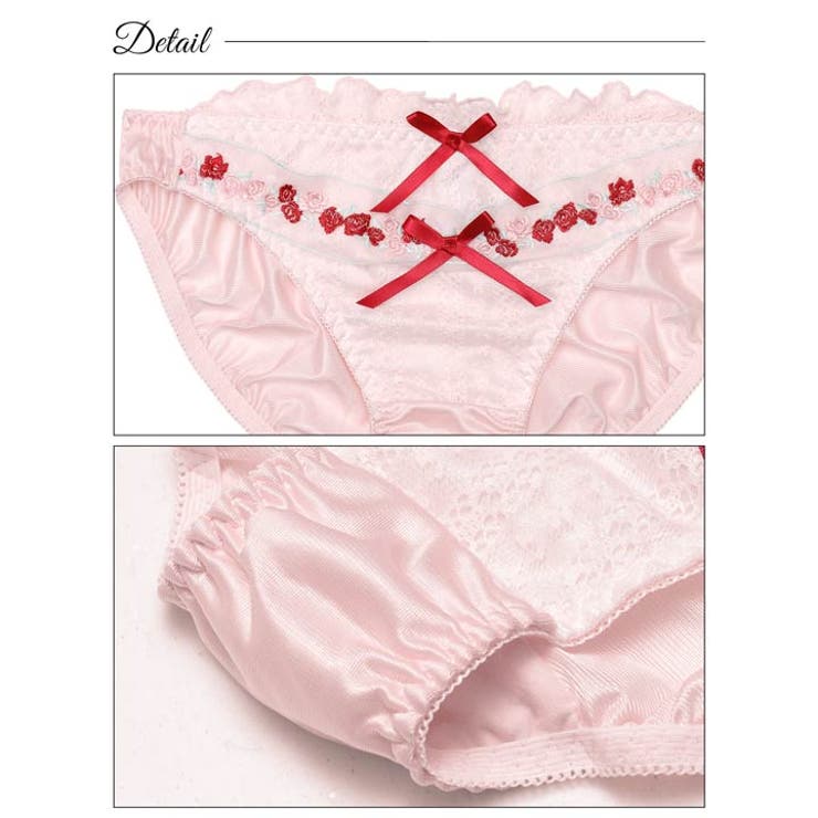 [EFサイズ] スウィートリボンフルーレットブラジャー&フルバックショーツ | Dazzy | 詳細画像10 