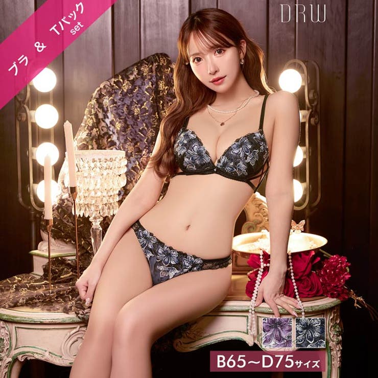 プレシャスフラワークロスブラジャー&バック透けTバックショーツ | Dazzy | 詳細画像2