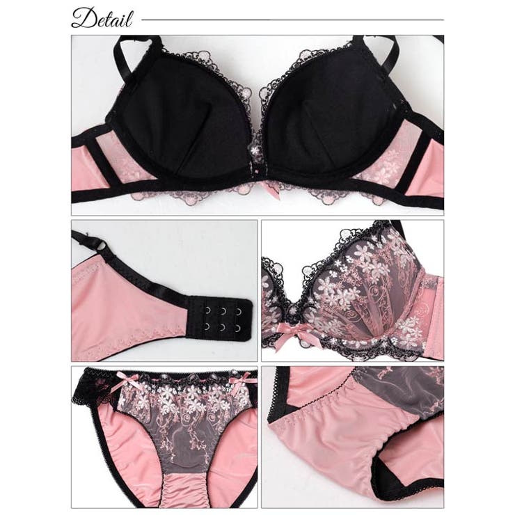 パステルシャドウフラワー脇高ブラジャー&フルバックショーツ | Dazzy | 詳細画像10 