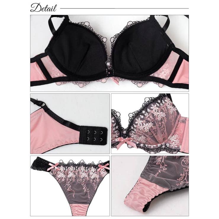 パステルシャドウフラワー脇高ブラジャー&Tバックショーツ | Dazzy | 詳細画像10 