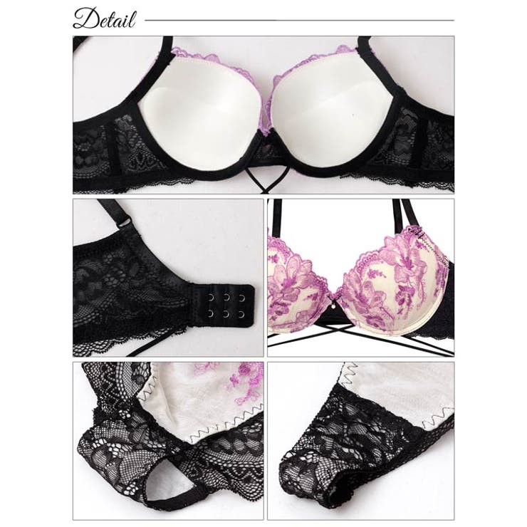 [3点セット] ブルーミングクロスストリング脇高ブラジャー&バック透けフルバック… | Dazzy | 詳細画像11 