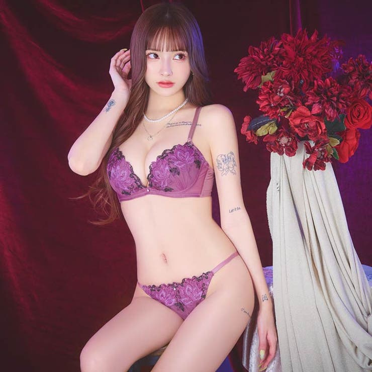 マスカレードディープフラワー脇高ブラジャー&フルバックショーツ | Dazzy | 詳細画像6 