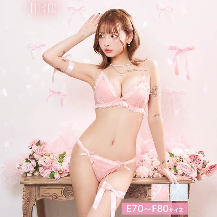 [EFサイズ]  ラブリーパステルフリルブラジャー&フルバックショーツ | Dazzy | 詳細画像1 