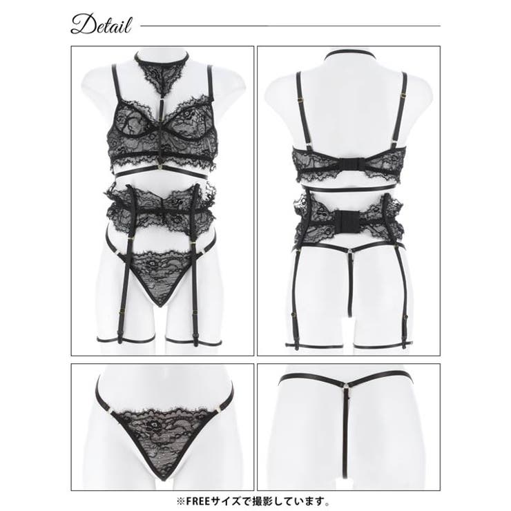 センシュアルレディレースブラジャー&Tバック&チョーカー&足リンク | Dazzy | 詳細画像7