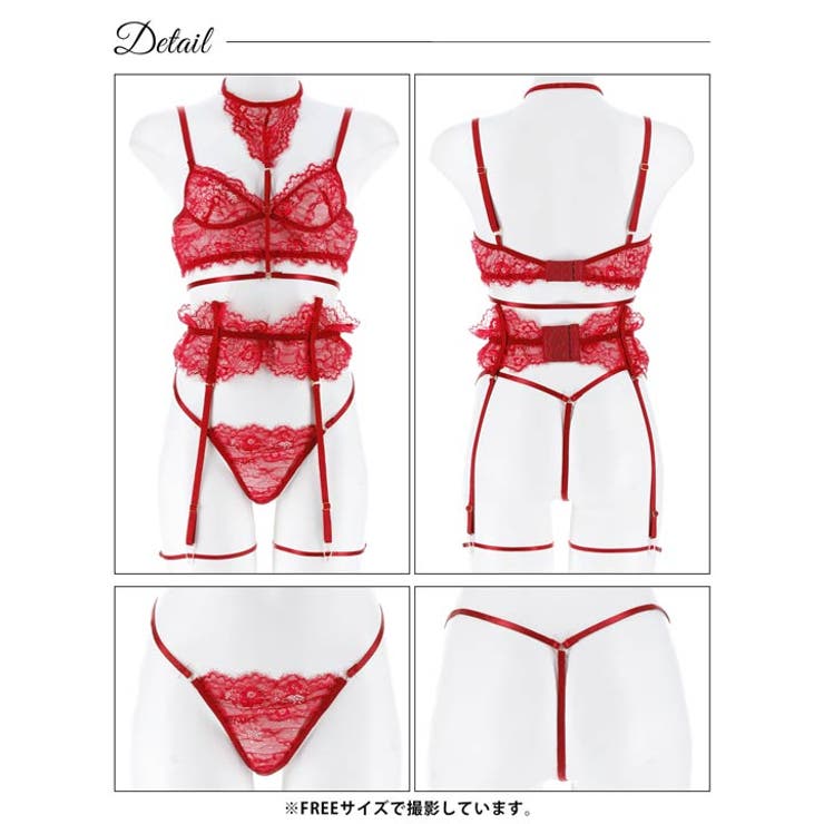 センシュアルレディレースブラジャー&Tバック&チョーカー&足リンク | Dazzy | 詳細画像8