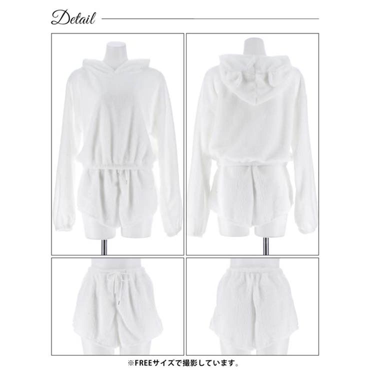 クマ耳モコモコフーディートップス&ショートパンツルームウェア | Dazzy | 詳細画像6 