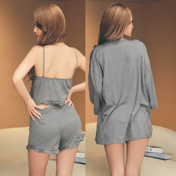 [3点セット] リラックスフリルカーディガン&キャミソール&ショートパンツルーム… | Dazzy | 詳細画像4 