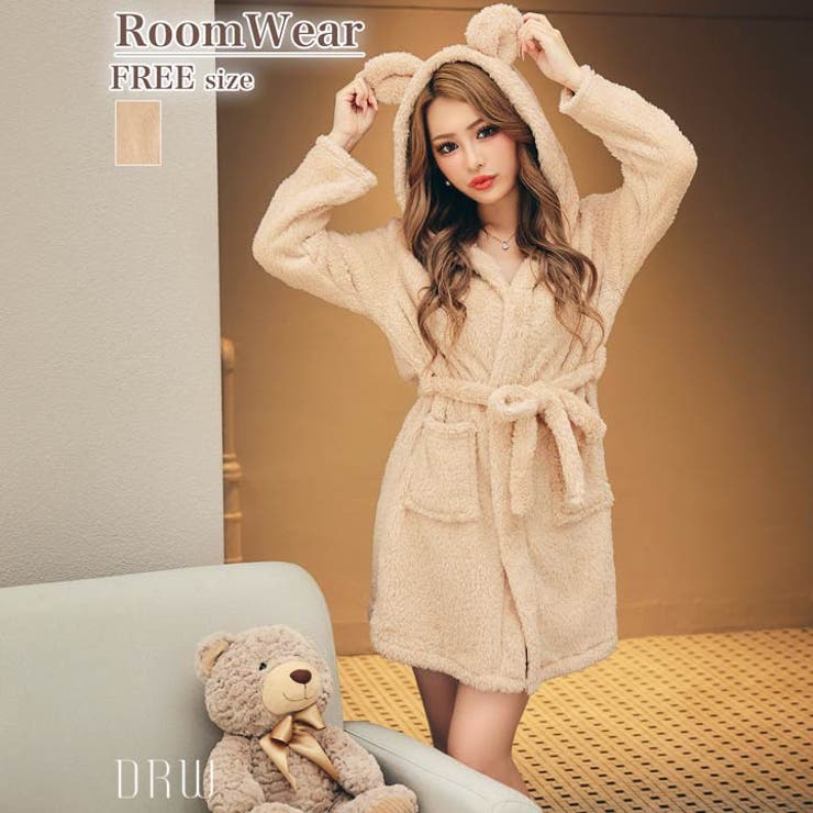 くま耳フードモコモコガウンルームウェア | Dazzy | 詳細画像1 