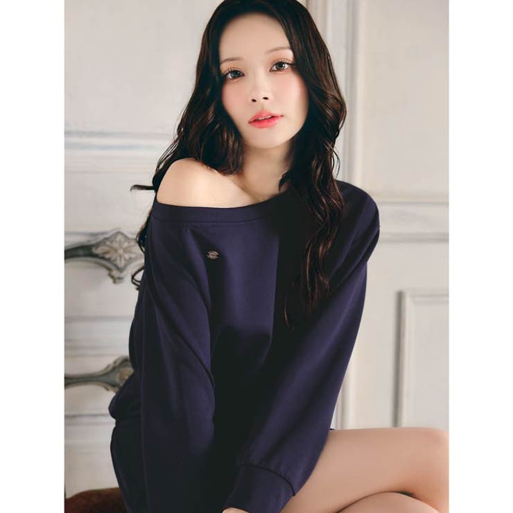 ワンショルスウェット長袖ワンピースルームウェア | Dazzy | 詳細画像3 