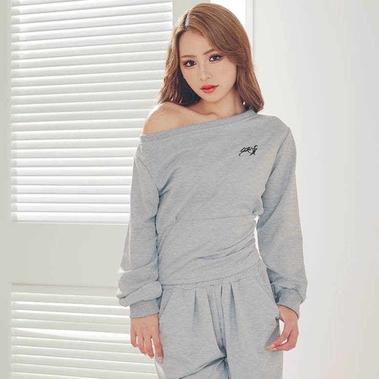 ルーズオフショルダートップス&ワイドパンツルームウェア | Dazzy | 詳細画像3 