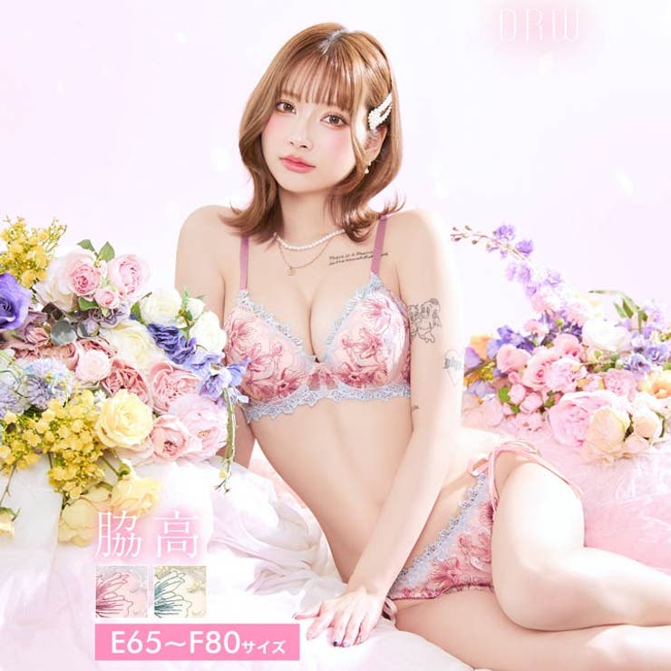 [EFサイズ] フェアリーアネモネブルーム脇高ブラジャー&サイド紐バック透けフル… | Dazzy | 詳細画像1 