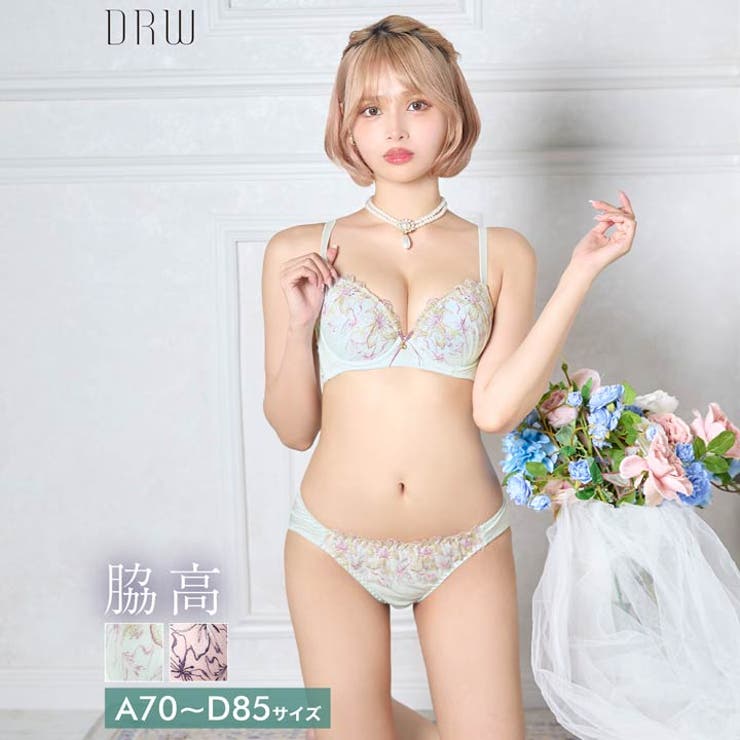 エレガンスブルーミング脇高ブラジャー&フルバックショーツ | Dazzy | 詳細画像1 