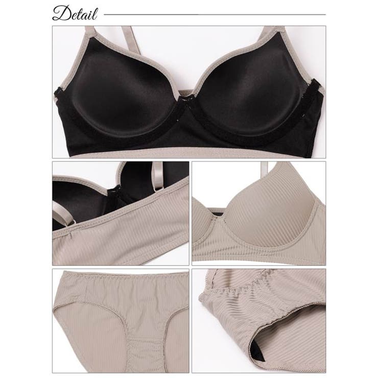 [ノンワイヤー]シンプル リブストレッチ ブラジャー & フルバック ショーツ | Dazzy | 詳細画像11 