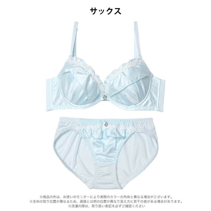 [EFサイズ] サテンフリルアーチ脇高ブラジャー&フルバックショーツ | Dazzy | 詳細画像8 