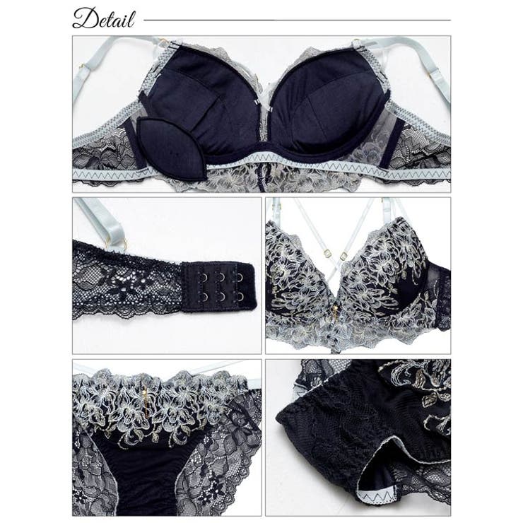 ラグジュアリーブルームストリング脇高ブラジャー&バック透けフルバックショーツ | Dazzy | 詳細画像11 