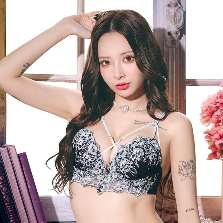 ラグジュアリーブルームストリング脇高ブラジャー&バック透けフルバックショーツ | Dazzy | 詳細画像3 