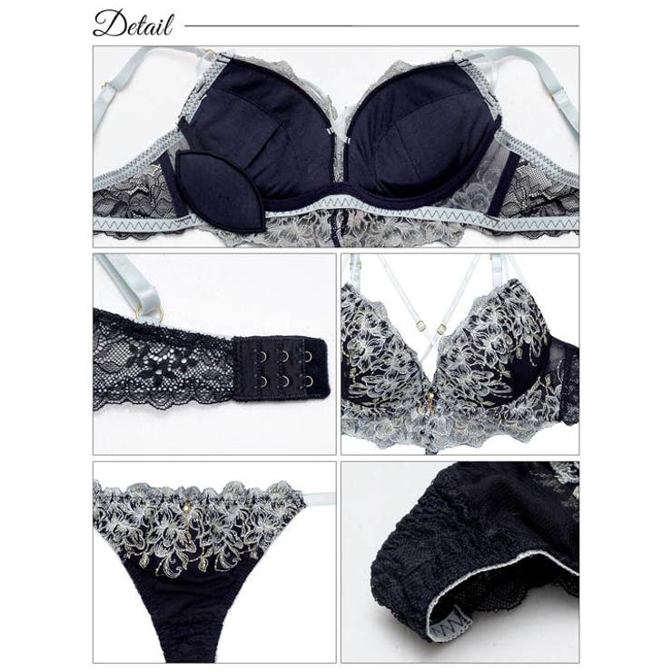 ラグジュアリーブルームストリング脇高ブラジャー&バック透けTバックショーツ | Dazzy | 詳細画像10 