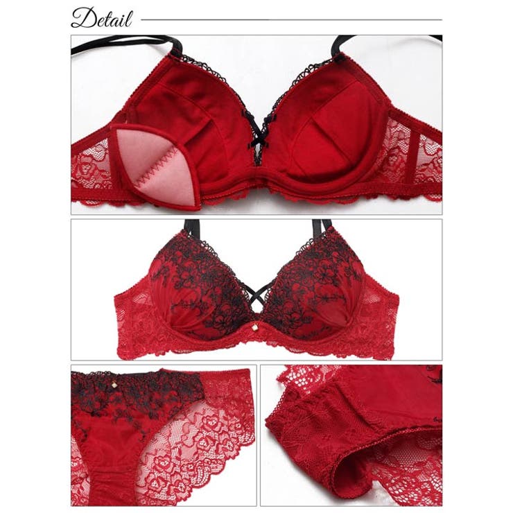  ディープクロスエンブロイダリーブラジャー&バック透けフルバックショーツ | Dazzy | 詳細画像10 