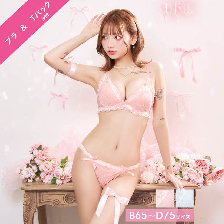 ラブリーパステルフリルブラジャー&Tバックショーツ | Dazzy | 詳細画像1 