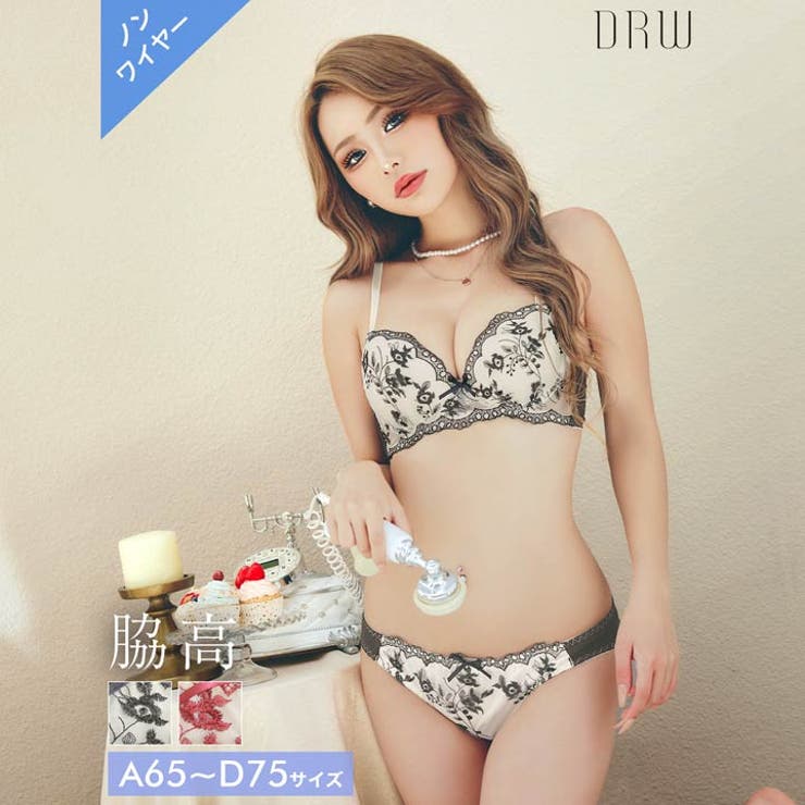 [ノンワイヤー] ノスタルジアブルーム脇高ブラジャー&フルバックショーツ | Dazzy | 詳細画像1 