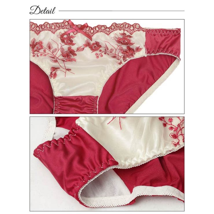 [ノンワイヤー] ノスタルジアブルーム脇高ブラジャー&フルバックショーツ | Dazzy | 詳細画像10 