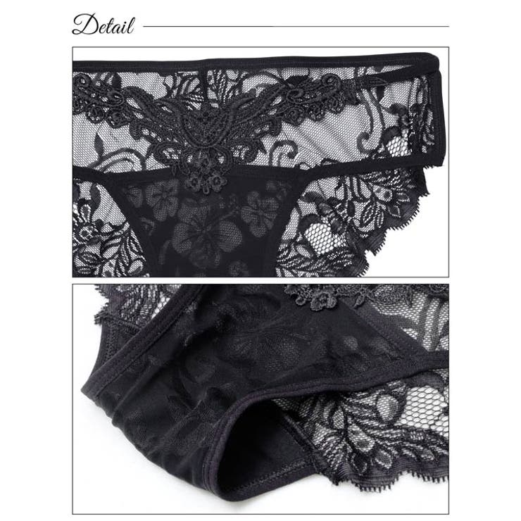 ケミカルレースフラワーバック透けフルバックショーツ単品 | Dazzy | 詳細画像7