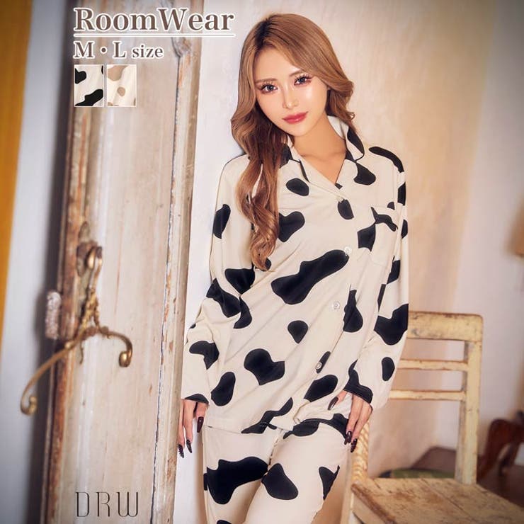 カウモチーフ長袖トップス&ロングパンツルームウェア | Dazzy | 詳細画像1 
