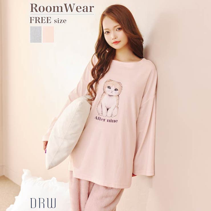 チャーミングキャット長袖トップス&ふわふわロングパンツルームウェア | Dazzy | 詳細画像3 