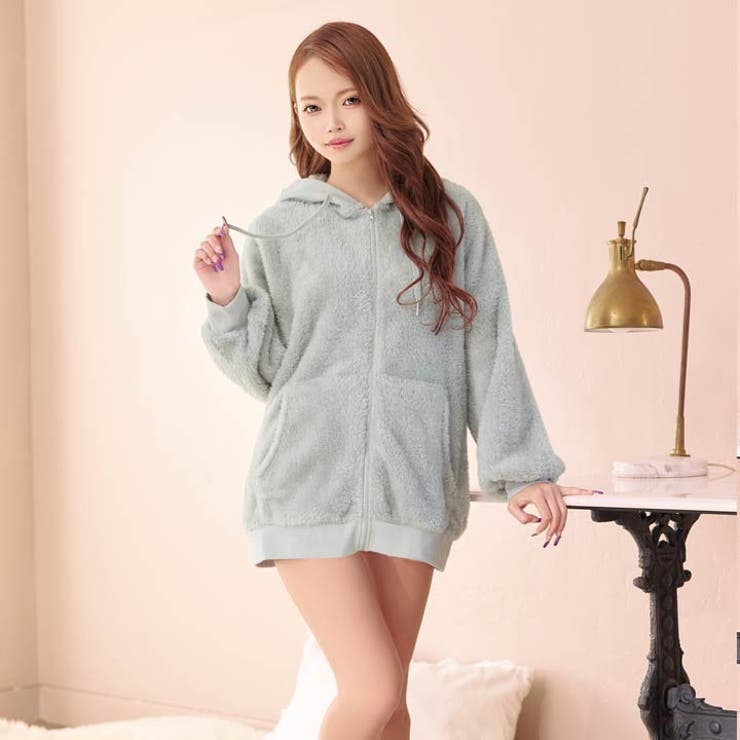 ワンカラーフード付きガーリーボアパーカー | Dazzy | 詳細画像3 