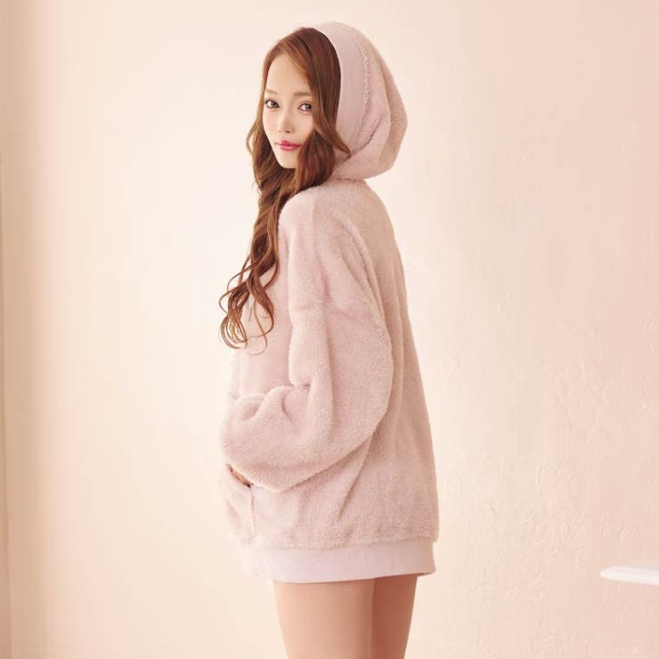 ワンカラーフード付きガーリーボアパーカー | Dazzy | 詳細画像4 