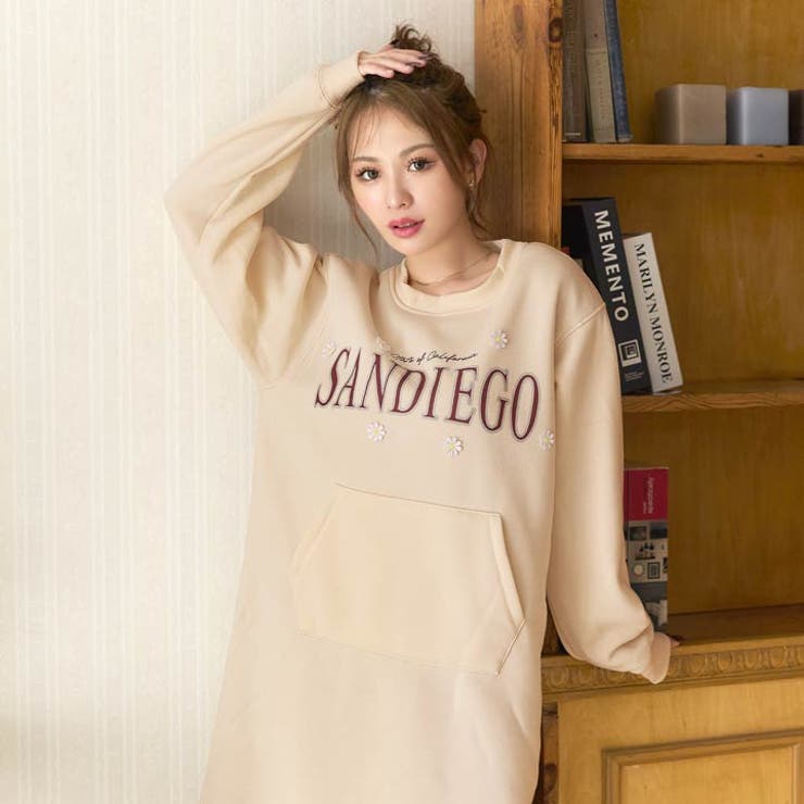 カジュアルロゴフラワー長袖ワンピースルームウェア | Dazzy | 詳細画像6 