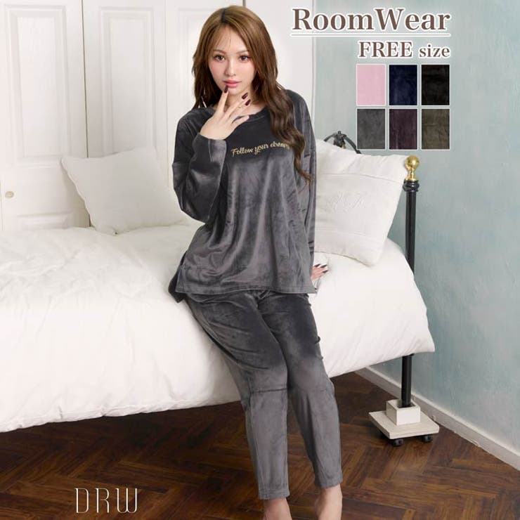 パールシャギーロゴトップス&ロングパンツルームウェア | Dazzy | 詳細画像1 