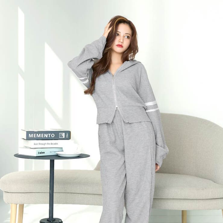 スリーブラインWジップパーカー＆ロングパンツルームウェア | Dazzy | 詳細画像4 