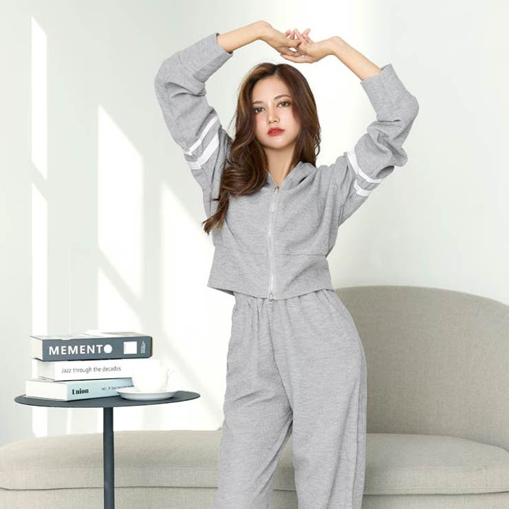 スリーブラインWジップパーカー＆ロングパンツルームウェア | Dazzy | 詳細画像7 