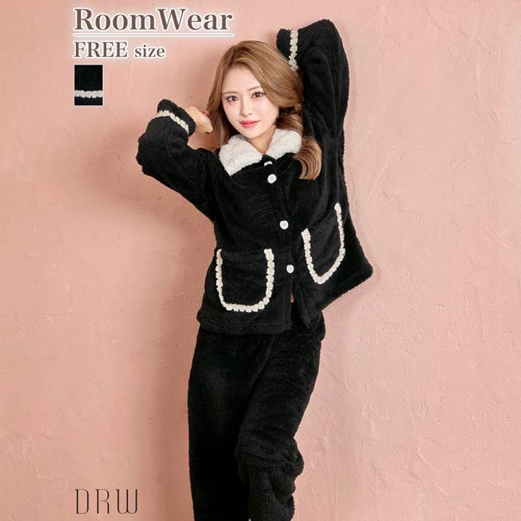 モノトーンもこもこトップス&ロングパンツルームウェア | Dazzy | 詳細画像1 