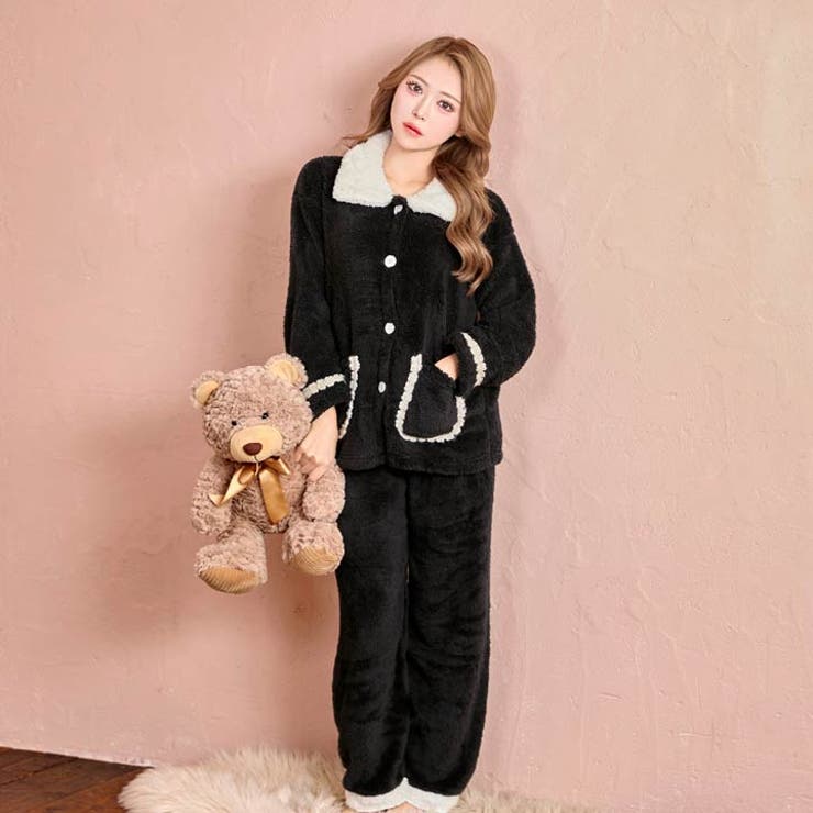 モノトーンもこもこトップス&ロングパンツルームウェア | Dazzy | 詳細画像3 