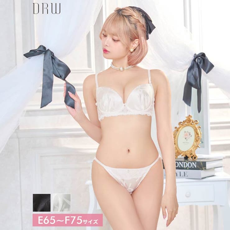 [EFサイズ] クラシカルリボンサテンブラジャー&フルバックショーツ | Dazzy | 詳細画像5 