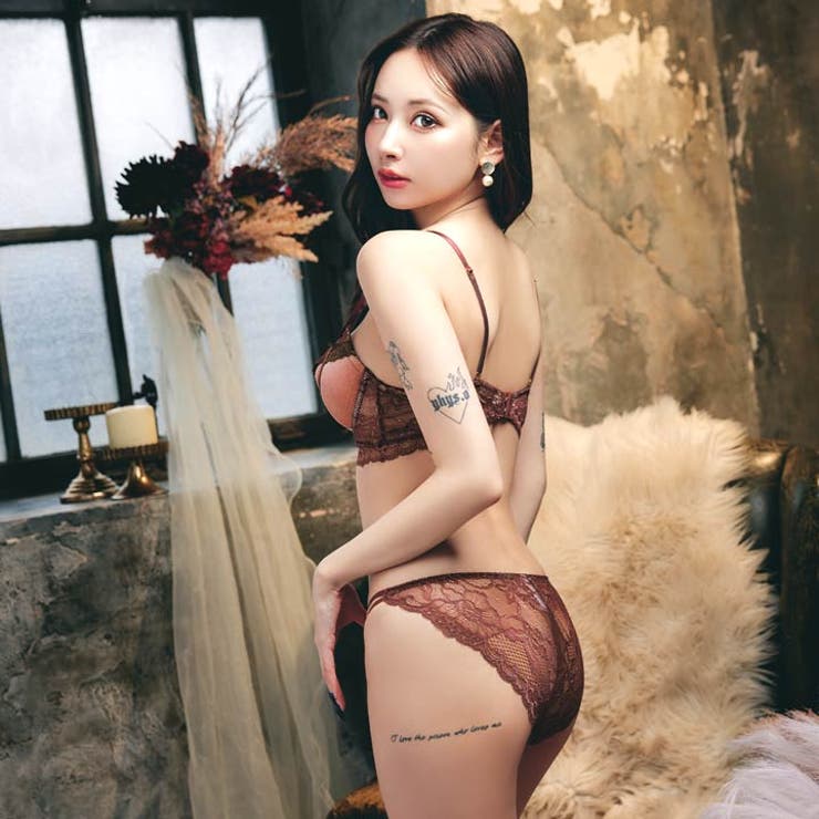 ノーブルベロアコードブラジャー&バック透けフルバックショーツ | Dazzy | 詳細画像3 