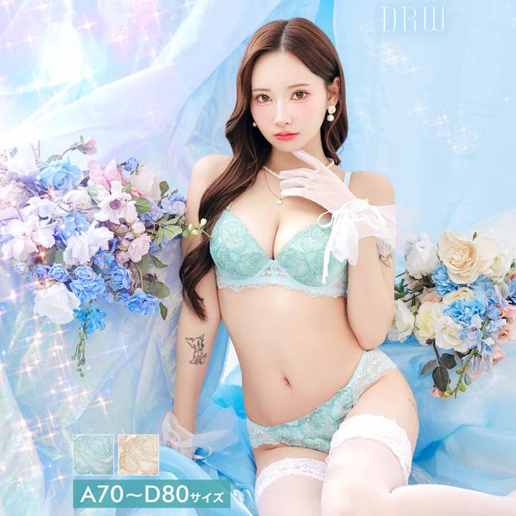 プリンセスグリッターローズブラジャー&バック透けフルバックショーツ | Dazzy | 詳細画像1 